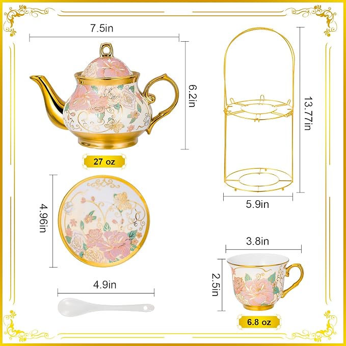 20 Pieces European Ceramic Tea Set - Image 3