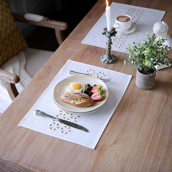 ARTABLE Offwhite Rectangle Fabric Placemat Set of 4 Table Mats 12 x 18 Inch | - Image 2