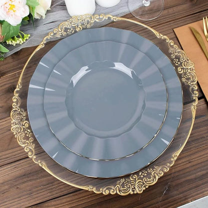 Efavormart 9" Salad Plates – Set of 10 Plastic Dusty Blue Round Disposable - Image 9