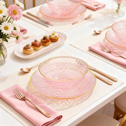 Tinybee 30 Pack Pink Plastic Bowls - Image 8