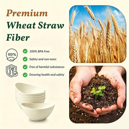 Unbreakable Cereal Bowls Wheat Straw Bowls Set 26 OZ Plastic Bowls Alternative - Image 3