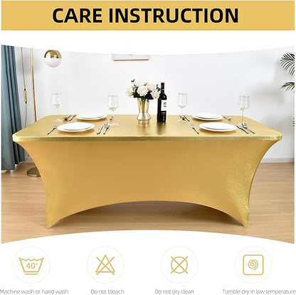 2-Pack 8ft Spandex Table Covers for Rectangle Folding Tables - Washable Elastic Tablecloth - Ultimate Fitted Table Protector for Birthday Parties, Trade Shows, Banquet