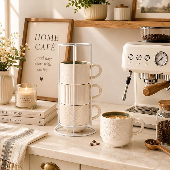 JIEMEI HOME Large Ceramic Coffee Mug Set of 4 - Image 9