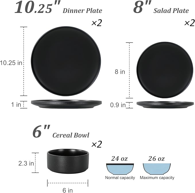 6 Piece Ceramic Plates and Bowls Sets - Image 3