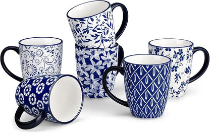 vancasso SELENE Coffee Mugs Set of 6, 12 Oz Porcelain Coffee Cups by vancasso