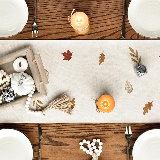 Artoid Mode 210 GSM Fall Table Runner 13x72 Inch Home Party Decor | Orange - Image 4