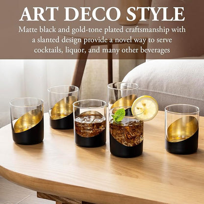 MyGift Whiskey Glasses Set of 6, Modern Cocktail Glasses - Image 2