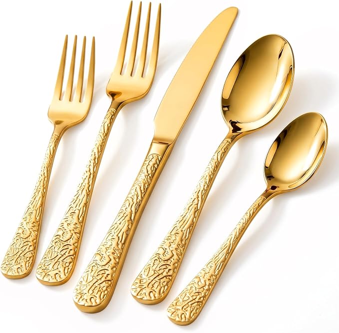 20 Piece Gold Silverware Set, Stainless Steel Silverware Set by Unknown