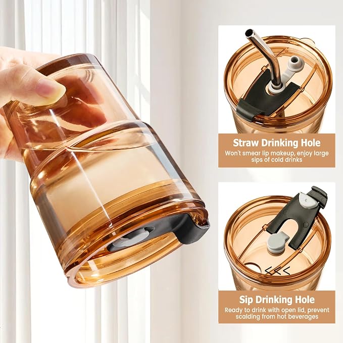 TUZAZO 13 Oz Amber Glass Coffee Tumblers - Image 3