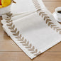Linen Embroidered Table Runner, Taupe Table Runners 60 Inches Long | Linen by Aoztio