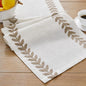 Linen Embroidered Table Runner, Taupe Table Runners 48 Inches Long | Linen by Aoztio