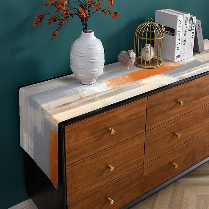 Orange and Brown Abstract Modern Table Runner - Image 6