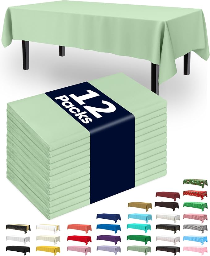 Pureegg Plastic Table Cloth Disposable 12 Pack, 54 x 108 Inch Table Cloths by Pureegg