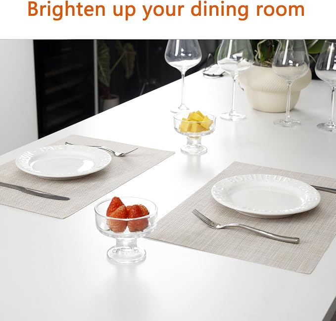 Beige Vinyl Placemats Set of 12, Heat Resistant Table Placemats | 18x12 inch - Image 6