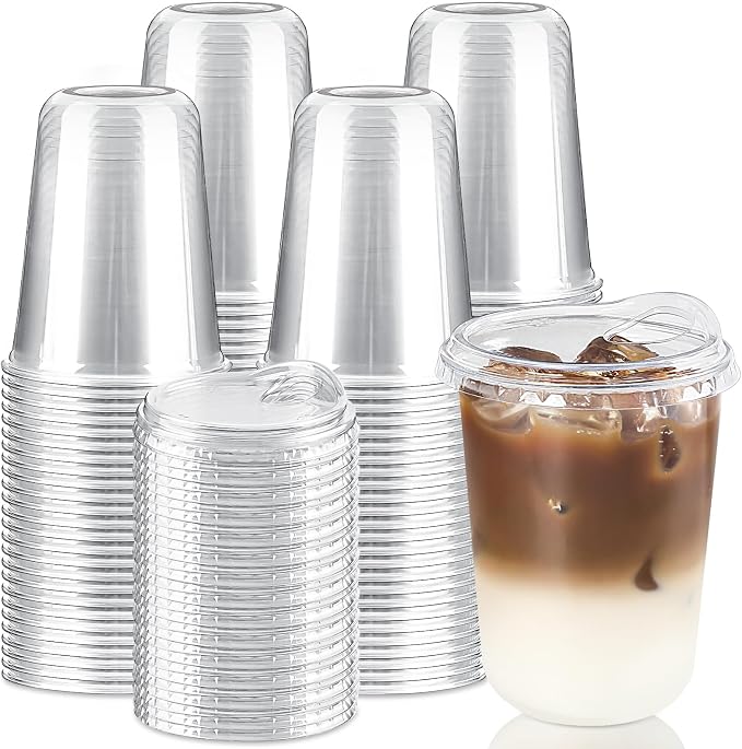 18 oz Round Bottom Clear Plastic Cups by Qeirudu