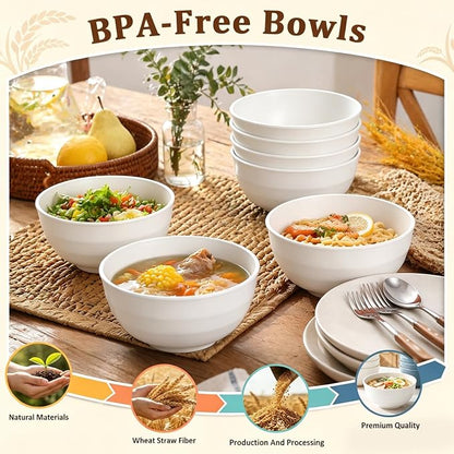 Soup Bowls 60oz, Unbreakable Wheat Straw Bowls Sets of 8, Large Kitchen Bowls - Image 3