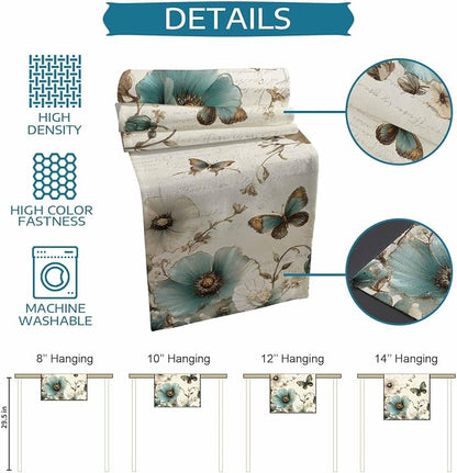 Turquoise Tulip Table Runners 72 Inches Long, Spring Vintage Botanical Table - Image 8