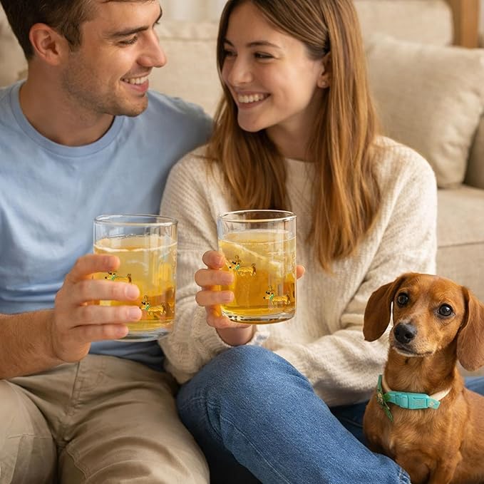 Skylety 2 Pack Dachshund Icon Juice Glasses, Coquette Aesthetic Glass Cups - Image 5