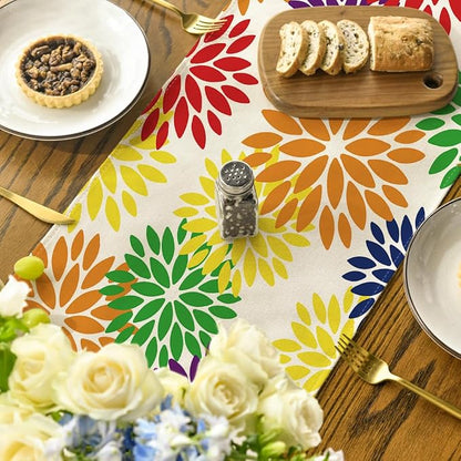 Artoid Mode Red Blue Green Dahlia Floral Pinnata Spring Table Runner, Seasonal - Image 4