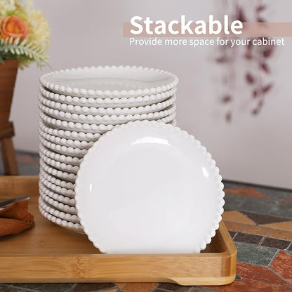 OMAYKEY 5.5 Inch Small Ceramic Dessert Plates Set of 12, Small Appetizer Plates, Porcelain Round Shaped Mini White Plate, for Cake Waffles Snacks Side Dish, Oven Microwave Dishwasher Safe