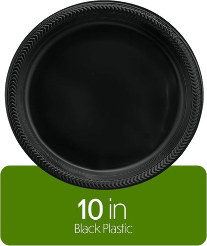 PLASTICPRO 400 PCS Black Plastic Plates Light Weight 10'' Inch Plastic Dinner - Image 6