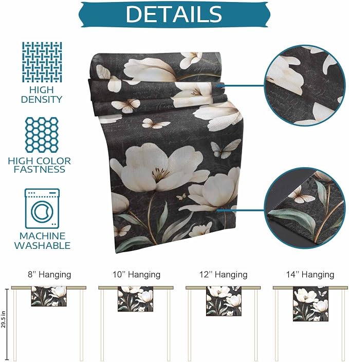 Farmhouse Floral Table Runners 72 Inches Long, Cotton Linen Fabric Table Runner - Image 7
