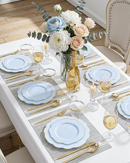 bUCLA 180PCS Blue Plastic Plates - Image 5