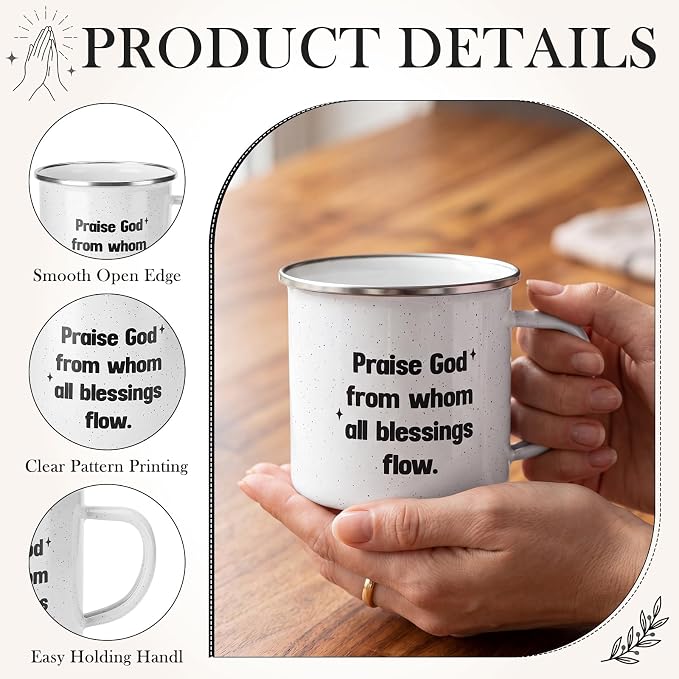 Willinglong Praise God Campfire Mug 12 oz Doxology Enamel Coffee Mug Holiday - Image 3