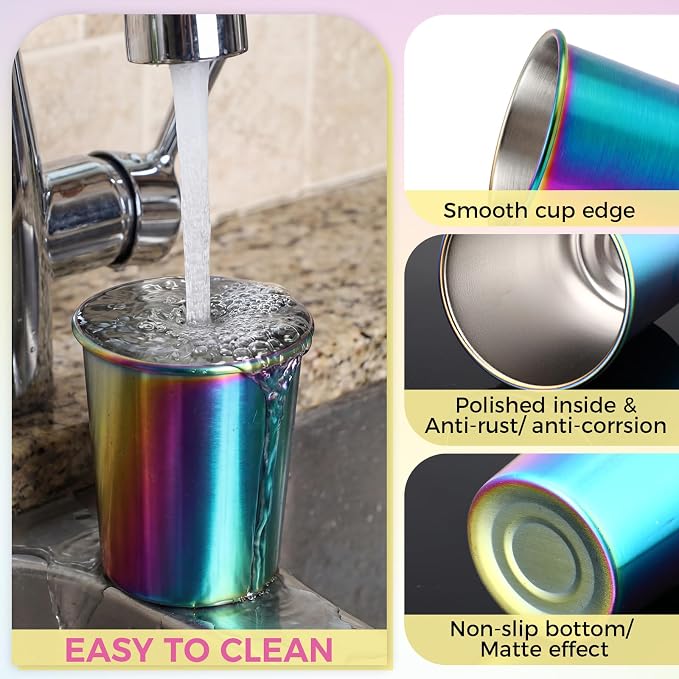 Mimorou 20 Pack 8 oz Stainless Steel Pint Cups Metal Cups Unbreakable Drinking - Image 4