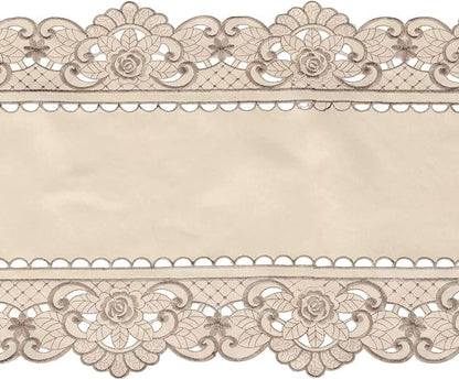 Embroidered Lace Table Runner, Arzoe Elegant Vintage Mantel Scarf, Dresser - Image 5