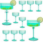 XUWAIDSGN 12 Pcs Champagne Martini Glasses 9 Oz with Gilded Removable Gold Rim Coupe Glasses Pink Martini Glasses Plastic Mimosa Vintage Coupe Glasses Set For Wedding Anniversary (12, Teal)