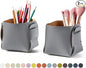 HOMIEAZICOZI 2-Pack Cork Leather Desk Accessories Storage - Pencil Pen Holder - Makeup Brush Holder Organizer - Stylish Addition to Home Decor (Gray)