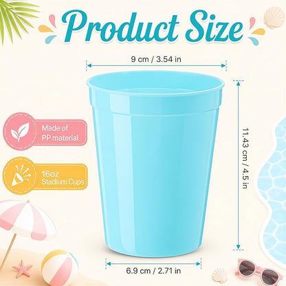 Yungyan 50 Pack 16 oz Stadium Cups Reusable Plastic Cups Blank Drink Stadium - Image 2