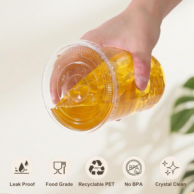 tchrules 50 Set 16oz Clear Round Bottom Plastic Cups - Image 5