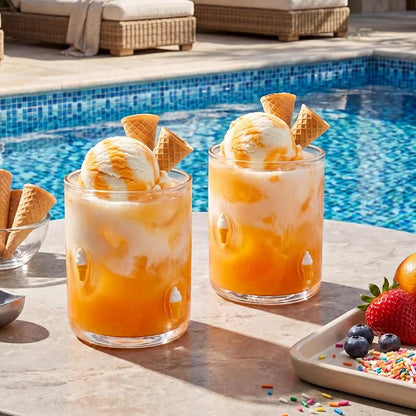SiliFine 2 Pcs Ice Cream Icon Juice Glasses - 14oz Summer Ice Cream Stemless by SiliFine