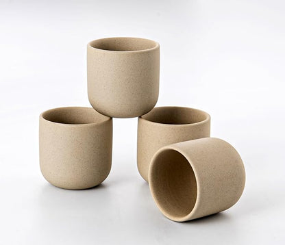 Handless Espresso Cup, Natural Beige Cups, 4 oz, Espresso Accessories, by SYJANHOME