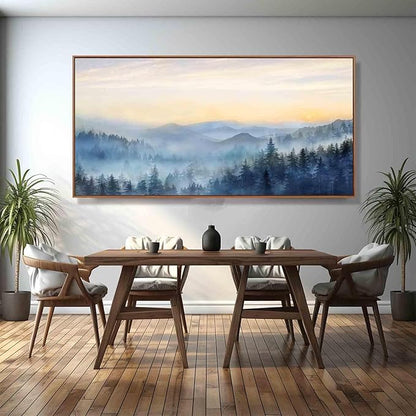 Forest Wall Art Sunrise Wall Art Decor Mountain Canvas Pictures Framed Artwork Large Arts 36"x70" for Home Office