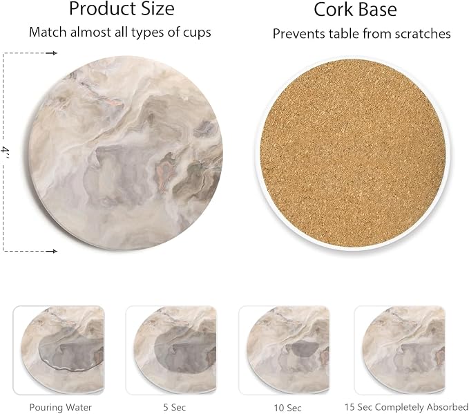 Set of 6 Abstract Marble Coasters - Image 4