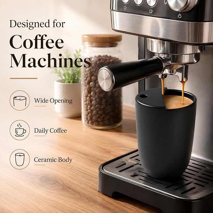 1 Pack Ceramic Coffee Mug with Sip Hole 9.5oz Retro Espresso Cup with Straw and - Image 6