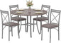 VECELO 5 Piece Dining Table Set for 4, Wood Grain Dinette with Chairs for Kitchen, Breakfast Nook, Small Space, Light Grey
