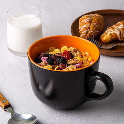 AmorArc 24 oz Soup Mugs with Handles, Jumbo Ceramic Bowls Mugs Set with handles - Image 4