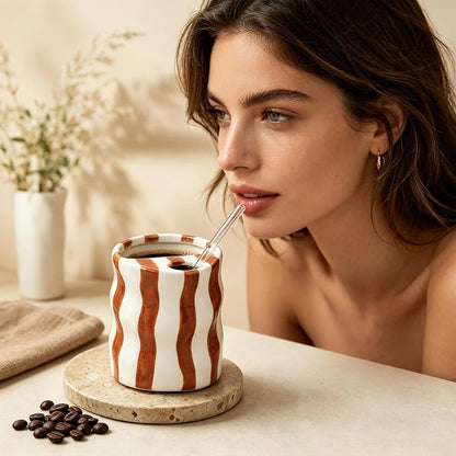 Espresso Cups Ceramic Coffee Mug Series European Striped Dot Coffee Cup And - Image 5