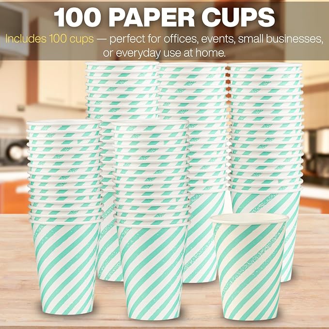 Disposable Coffee Cups, To Go Paper Hot Cups, Water Blue - Image 4