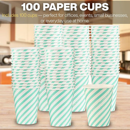 Disposable Coffee Cups, To Go Paper Hot Cups, Water Blue - Image 4
