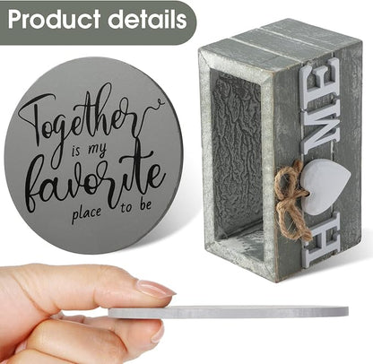 Queekay Coasters Set of 6 House Warming Gifts New Home Wooden Farmhouse Drink - Image 3