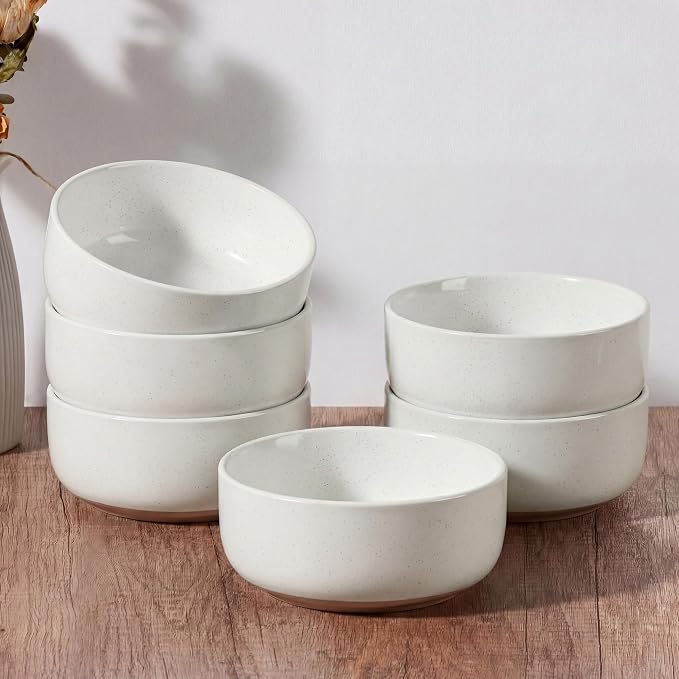 E-far Cereal Bowls Set of 6, 27oz Ceramic Deep Soup Bowls by E-far