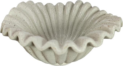 Small Decorative Bowl decor, Scalloped Pedestal Bowls for Modern Home Decor,Ruffle Decor,Stylish Key Bowl for Entry Table,Decorative Fruit Bowl for Kitchen Counter,Light Gray