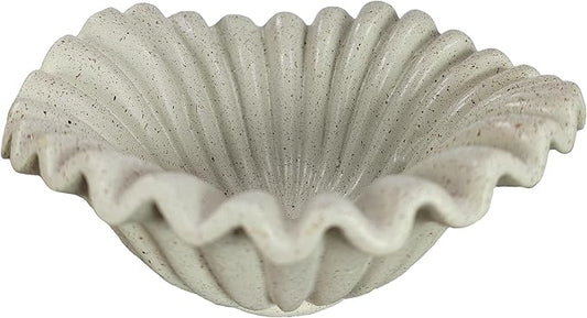 Small Decorative Bowl decor, Scalloped Pedestal Bowls for Modern Home Decor,Ruffle Decor,Stylish Key Bowl for Entry Table,Decorative Fruit Bowl for Kitchen Counter,Light Gray