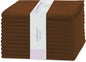PurpleEssences Set of 12 Cloth Dinner Napkins 100% Cotton 18x18 Inch - Soft Durable Washable - Ideal for Farmhouse Party Fall Thanksgiving - Perfect Everyday Use Table Linen - Nut Brown