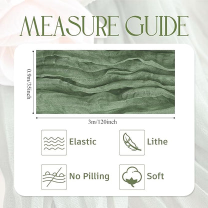 Cheesecloth Table Runner Sage Green 10FT Boho Gauze, 6 Pack | 120 Inch Cheese - Image 2